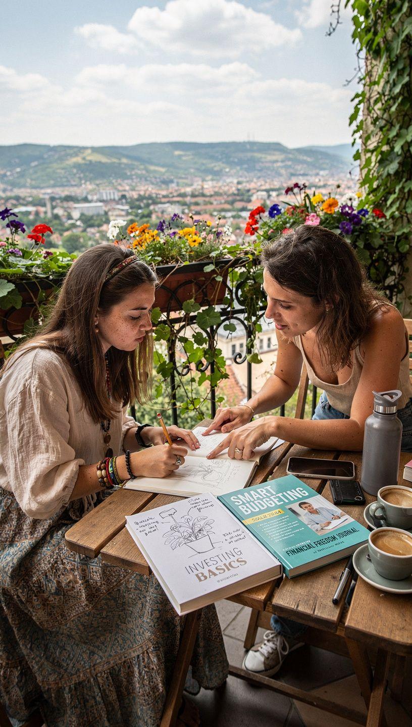 Olvasók jegyzeteket készítenek egy személyes pénzügyi blog tanulmányozása közben